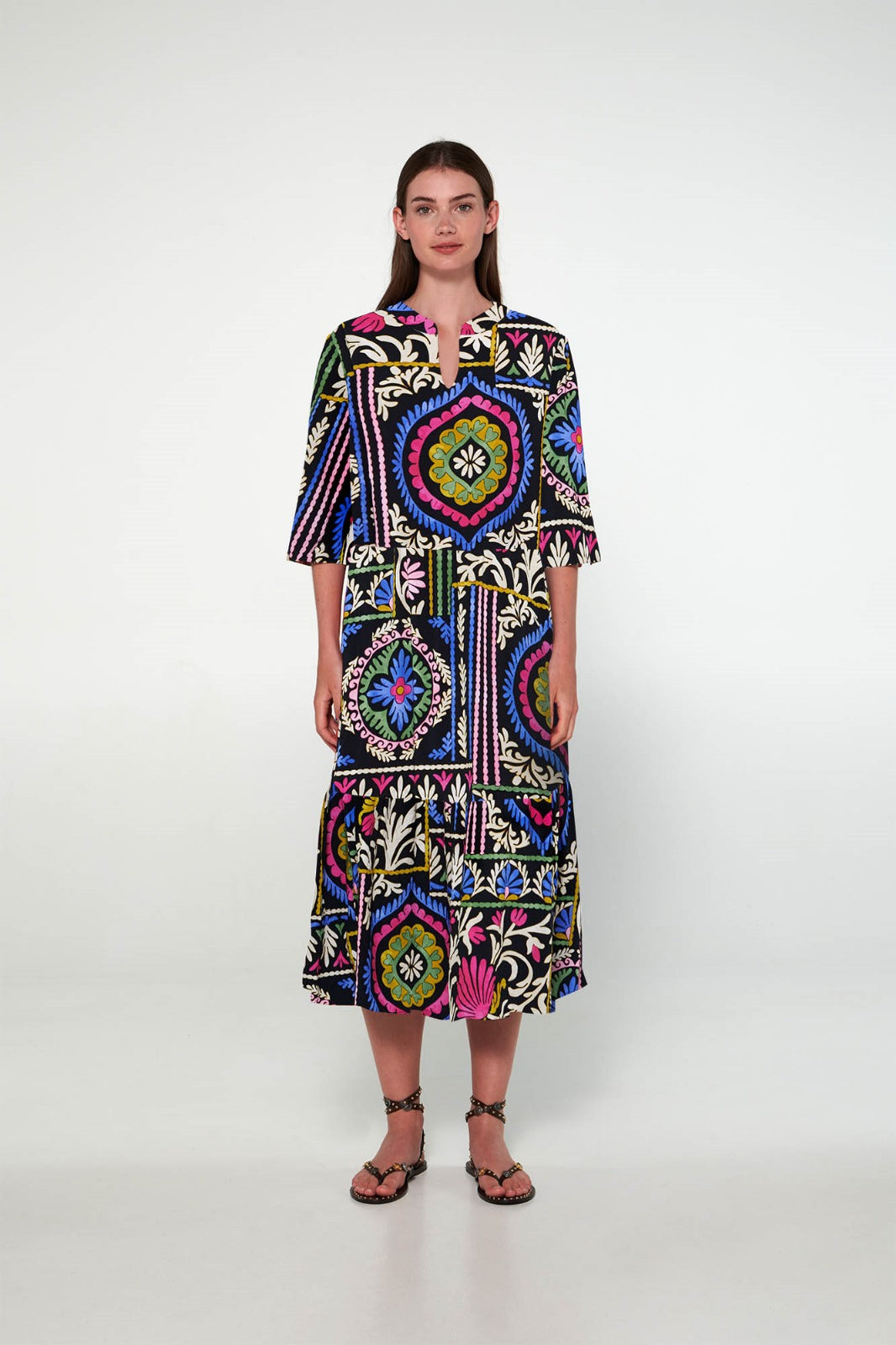 Vamp-Caftan imprimat cu maneci scurte,20404 Tatuum